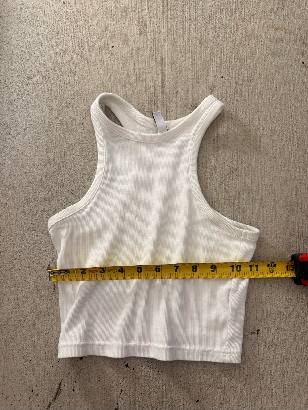 White Ribbed Racerback Crop Tank - Picture 4 of 5